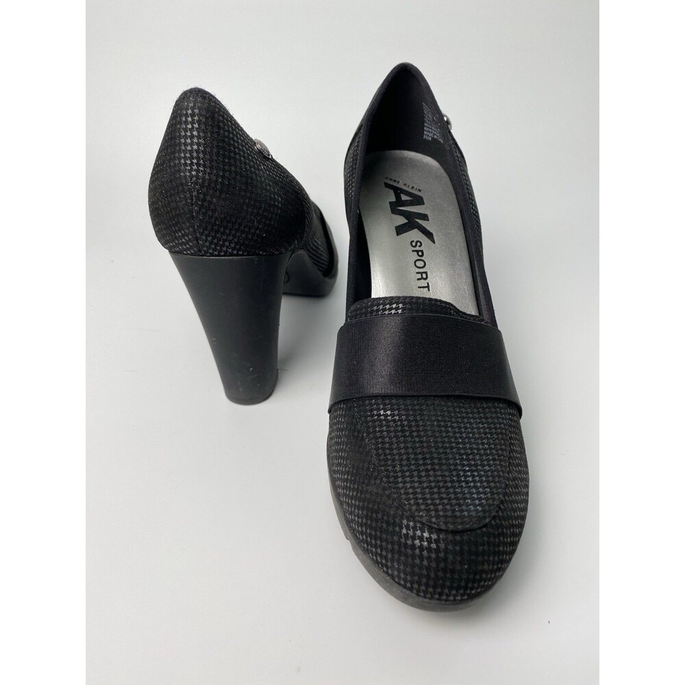 AK Anne Klein Sport Black Comfort High Heels 10.5 M Block Heel Loafer Shoe